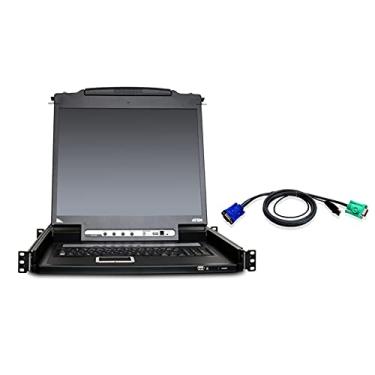 Imagem de ATEN CL5708NUKIT 8 portas 19" trilho único USB/PS2 LCD KVM com compartilhamento periférico e 8 cabos USB KVM compatíveis com TAA