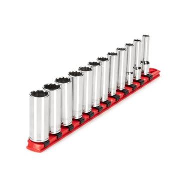 Imagem de TEKTON Conjunto de soquete de 12 pontos de profundidade de 12 pontos com trilho, 12 peças (8-19 mm) | SHD91108