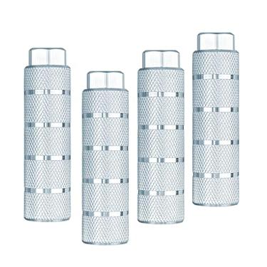 Imagem de KINSPORY Pacote com 4 pinos de bicicleta para eixos de 9,5 cm, pinos de bicicleta de BMX antiderrapantes de liga de alumínio para bancos traseiros de mountain bike, suportes para ciclismo (listras