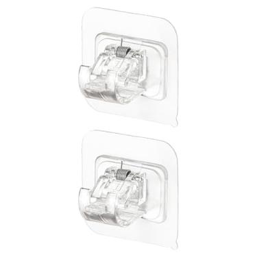 Imagem de Auto adesivo da cortina do suporte da haste sem perfuração Suporte de haste de cortina transparente Montagem de parede ABS para banheiro quarto da cozinha sala de estar