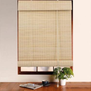 Imagem de Persiana Rolô Bambu Natural Coleção Bauhaus 140x160cm Cor Fresno – Cortina Funcional e Decorativa em Bege Claro para Sala, quarta ou Escritório