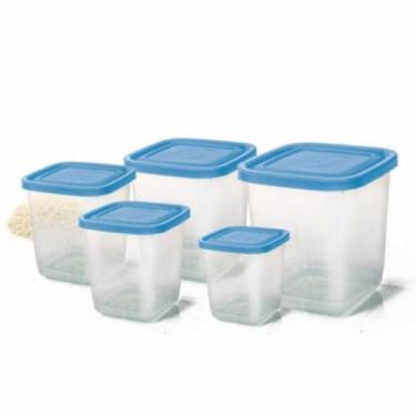 Imagem de Kit 5 Pote Porta Mantimento Alimento Quadrado Transparente - ERCAPLAST