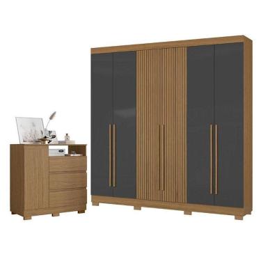 Imagem de Cômoda 2014143 Atacama E Guarda Roupa Casal 2030230 Atacama Grafite - Aramóveis