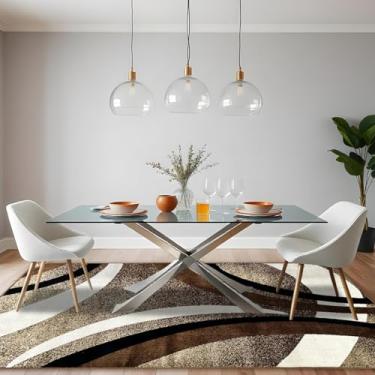 Imagem de 1 Tapete Belga Sala de Jantar Mesa Grande Es Mo 200 x 250 Vr (D4Mod Bege Preto Branco Marrom - Moderno Manchado Abstrato)