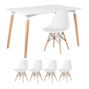 Imagem de KIT - Mesa retangular Eames 80 x 120 cm + 4 cadeiras DSW
