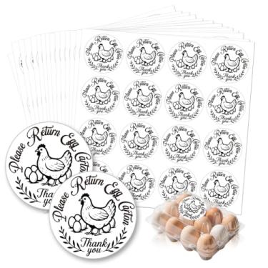 Imagem de GOMAKERER 320 etiquetas de caixa de ovos frescos da fazenda, por favor, devolva adesivos redondos à prova d'água autoadesivos de embalagem de ovos para caixa de papelão suprimentos agrícolas