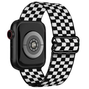 Imagem de G-ficu Pulseira elástica para Apple Watch de 46 mm, 45 mm, 44 mm, 49 42 mm (S3) para mulheres e homens iWatch SE séries 10, 9, 8, 7, 6, 5, 4, 3, 3, de nylon elástico, elegante, linda, argola solo para