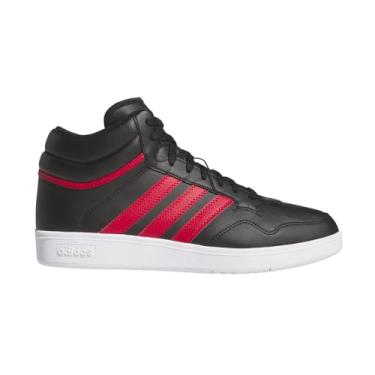 Imagem de adidas Tênis de basquete unissex adulto Hoops 4.0 cano médio, Preto/Team Victory vermelho/branco, 12 Women/11 Men