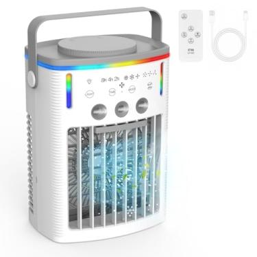 Imagem de IPOW Ventilador de refrigeração portátil silencioso 4 em 1 de 2100 RPM com 3 velocidades e 3 modos, temporizador 2-8H, tanque de água de 1000 ml, mini CA portátil para quarto, acampamento, carro