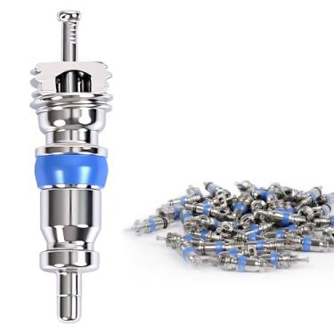 Imagem de Kit de substituição de núcleo de válvula para HVAC R32 R22 R410A refrigerante/pneu Schrader universal compatível com conjunto de reparo multiuso para ar condicionado automotivo (conjunto de 50)