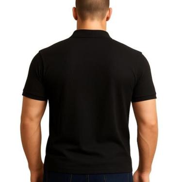 Imagem de Camiseta Gola Polo Preta Malha Piquet Trabalho Casual - Fardas Uniform