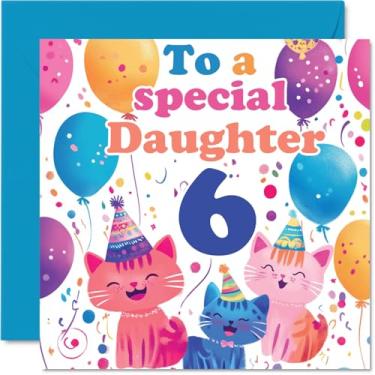 Imagem de Stuff4 Cartão de aniversário 6th Daughter - Cute Cats Special Daughter - Happy 6th Birthday Card for Daughter from Mum Dad, 145 mm x 145 mm Idade 6 Seis cartões comemorativos para filha