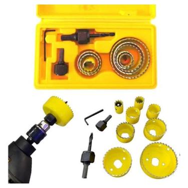 Imagem de Serra Copo para Madeira 19/22/28/32/38/44/51/64 mm. Jogo 11 pcs. com M