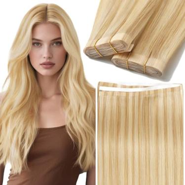 Imagem de Lacer Fita Em Trama De Cabelo Humano 20 Polegadas Apliques Faça Você Mesmo Loiro Dourado Destaques Platinados Invisíveis Sedosos Lisos 1 Peça 50G