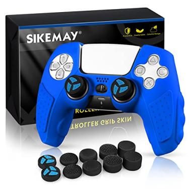 Imagem de SIKEMAY Capa para controle PS5, diretamente aplicável para carregador PS5, proteção de silicone antiderrapante à prova de suor para controle Dualsense Playstation 5 com tampas de polegar x 10 (azul)