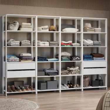 Imagem de Guarda-Roupa Closet Modulado 4 Gavetas 258 cm Valencia Madesa 06, Bran
