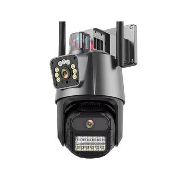 Imagem de Câmera de Segurança Externa Dupla 4K, 6MP, Sirene Policial, Visão Noturna, WiFi