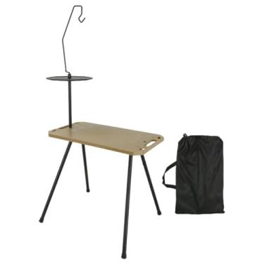 Imagem de menolana Mesa dobrável para acampamento ao ar livre, pernas removíveis, mesa retangular multiuso com bolsa de armazenamento, de PP com suporte para lanterna, Marrom