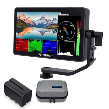Imagem de FEELWORLD F6 Plus V2 15.2 cm DSLR Camera Field Touch Screen Monitor com bateria F750 4400mAh e bolsa, forma de onda HDR LUT 1920x1080 IPS Video Peaking Focus Assist 4K HDMI 8.4V DC in Out