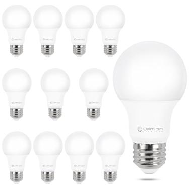 Imagem de Lâmpada LED A19 regulável de luz do dia 5000K, eficiente 9 watts, equivalente a 60 watts, 800 lúmens, base média E26, listado ETL/UL, pacote com 12
