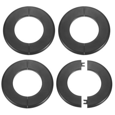 Imagem de HARFINGTON 4 peças flange dividida na parede 78 mm/3,1" placas de cobertura de encanamento autoadesivas plástico ABS placa de escudo redondo design de fivela para tubo de água banheiro decoração de