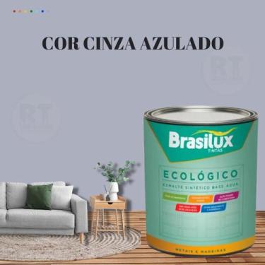 Imagem de Esmalte Sintético Brasilux Base Água Ecologico Cor Cinza 800ML Brilhan