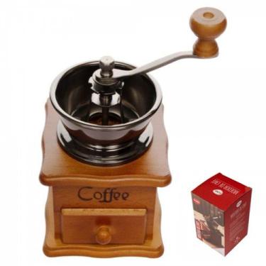 Imagem de Moedor De Café Manual Retrô Com Manivela Madeira Cerâmica - Clink