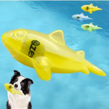 Imagem de Jatmira Brinquedos flutuantes para cães mastigadores agressivos, piscina de verão, jogos interativos e barulhentos, buscar para cães pequenos e médios (amarelo)