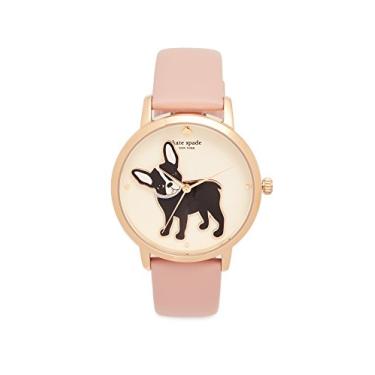 Imagem de Kate Spade New York Relógio feminino Metro de quartzo de aço inoxidável, Ouro rosa, buldogue bege, One Size, Antoine Metro Grand - KSW1345