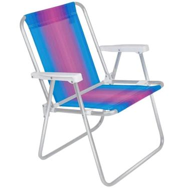 Imagem de Cadeira de Praia Alta em Alúminio Degrade Azul e Lilas 2243 MOR