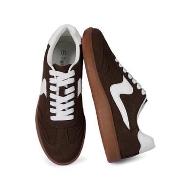 Imagem de Tigeridea Tênis feminino casual para negócios, tênis confortável com cadarço e cadarço, Chocolate, 37