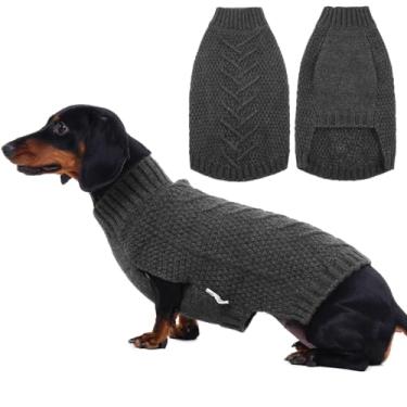 Imagem de IECOii Suéter para cães, suéteres para cães médios, meninas e meninos, suéter de gola rolê de malha térmica para clima frio, suéteres pequenos e médios para roupas de Natal, pug, suéteres de