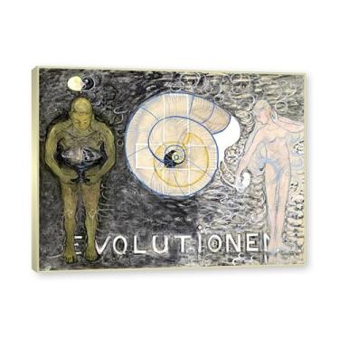 Imagem de Moldura de champanhe. Pôster Hilma Af Klint, (Evolução, nº 04), reproduções de pinturas famosas, imagem de arte abstrata para sala de estar quarto decoração de casa. 30 x 40 cm - 11,8 x 15,7 pol