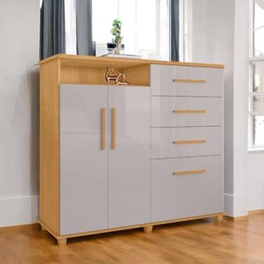 Imagem de Cômoda 04 Gavetas e 02 Portas Helena Naturalle e Off White - Mobiliar 