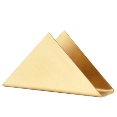 Imagem de Porta-guardanapos triangular de aço inoxidável - moderno suporte de toalha de papel de metal para restaurantes escovado 430 porta-guardanapos de aço inoxidável (dourado)
