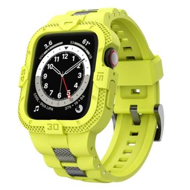 Imagem de GELISHI Pulseiras esportivas masculinas compatíveis com Apple Watch séries 10, 9, 8, 7/séries 6, SE 5, 4 e 3 de 46 mm, 45 mm, 44 mm e 42 mm, verde fluorescente