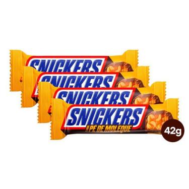 Imagem de Kit 4 Chocolate Snickers Pé de Moleque 42g