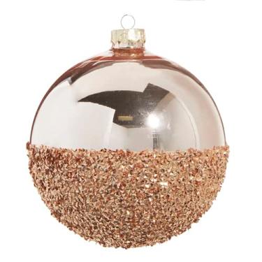 Imagem de RAZ Imports Enfeite de bola de champanhe meio brilhante, 15 cm de diâmetro, vidro, Natal, decoração de casa