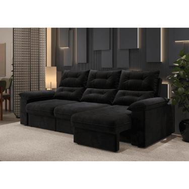 Imagem de Sofá Copacabana Retrátil e Reclinável 4 Lugares 3 assentos Suede Grafite 230cm
