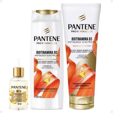 Imagem de Kit Pantene Biotinamina B3 Antiqueda e Nutrição: Shampoo 300ml e Condi