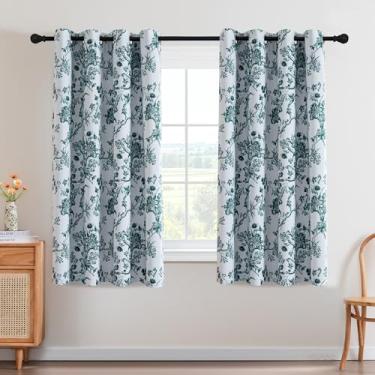 Imagem de H.VERSAILTEX Conjunto de 2 painéis de cortinas blackout de 153 cm, estampa floral, casa de fazenda para sala de estar, cortinas para escurecimento de quarto com ilhós, tratamento de janela boho