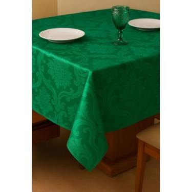 Imagem de Toalha de Mesa Retangular 4-6-8 Lugares - Tecido Jacquard Durável e Elegante(Verde Musgo,2,50x1,40)
