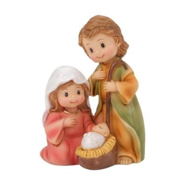 Imagem de predolo Presépio de Natal, decoração artesanal, estatueta de presépio da Sagrada Família, ornamento para corredor, mesa, armário interno, lareira, Sem Luz