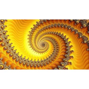 Imagem de Quadro Decorativo com Estampa Abstract Geometricspiral Fractal Artworksilhouette Yellow 50 x 50 Papel 3 unidades