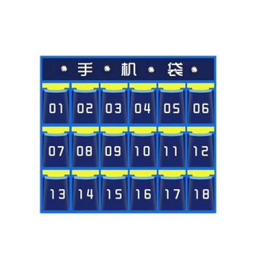 Imagem de Ｂｅｓｇａ Bolsa para celular em sala de aula, tabela de bolso numerada, organizador de parede, bolsa para guardar celular, 18 Bolsos 67x51cm