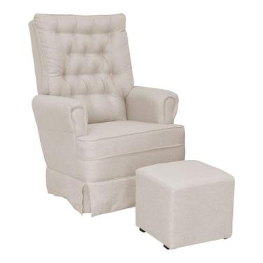 Imagem de Poltrona De Amamentação Eloa Com Puff Balanço Bebê Completo, VELUDO BE