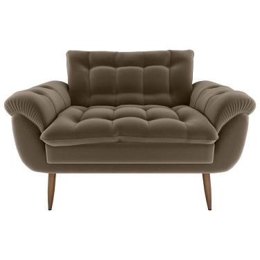 Imagem de Sofá 2 Lugares Pequeno 1,25 Pés Em Madeira Maciça Xangai Matrix Veludo Capuccino