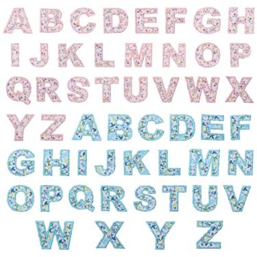 Imagem de 52 peças de adesivos de letras, ferro em letras para roupas de tecido, adesivo autoadesivo, adesivo bordado do alfabeto personalizado, adesivo de remendo de letra A-Z para roupas, chapéu, jeans