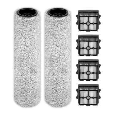 Imagem de (Pacote com 6) S9 Artist Pro Brush Rollers and HEPA Filters for Tineco Floor One S9 Artist Pro/Floor One Stretch S6/ Switch S6 Wet Dry Aspirador de pó (exceto alça), 2 rolos de escova, 4 filtros HEPA