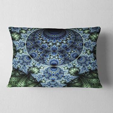 Imagem de Designart Arte fractal em espiral azul e verde para sala de estar, sofá, almofada + capa de almofada impressa em ambos os lados 30,5 x 50,8 cm